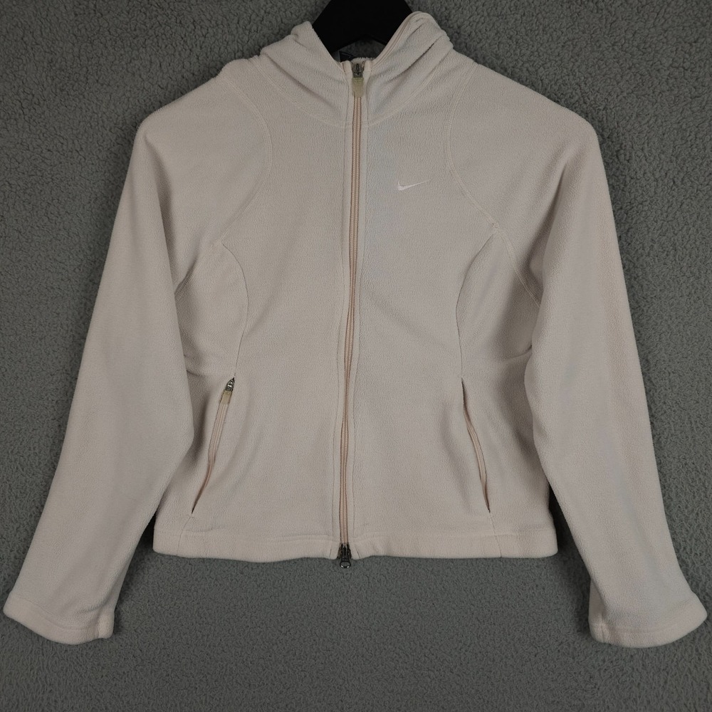 Vintage Nike Hoodie Womens XS 0-2 Pink Full Zip Fleece Jacket Therma Fit Active
